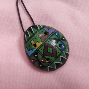 ocarina wooden aztec themed necklace